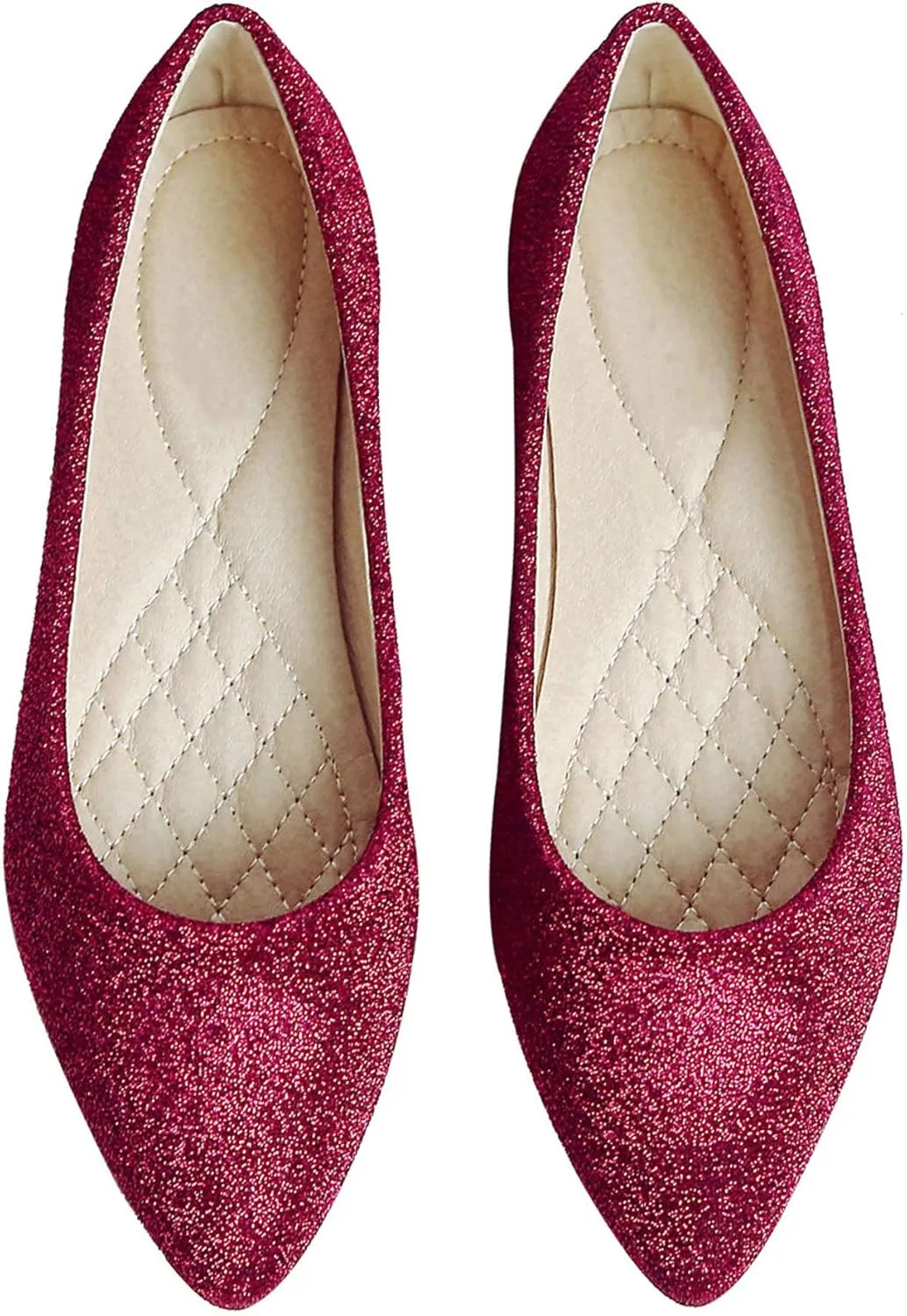 SAILING LU Women's Retro Sequins Dress Shoes Comfort Pointed Toe Ballet Flats Portable Holiday Shoes for Wedding Party
