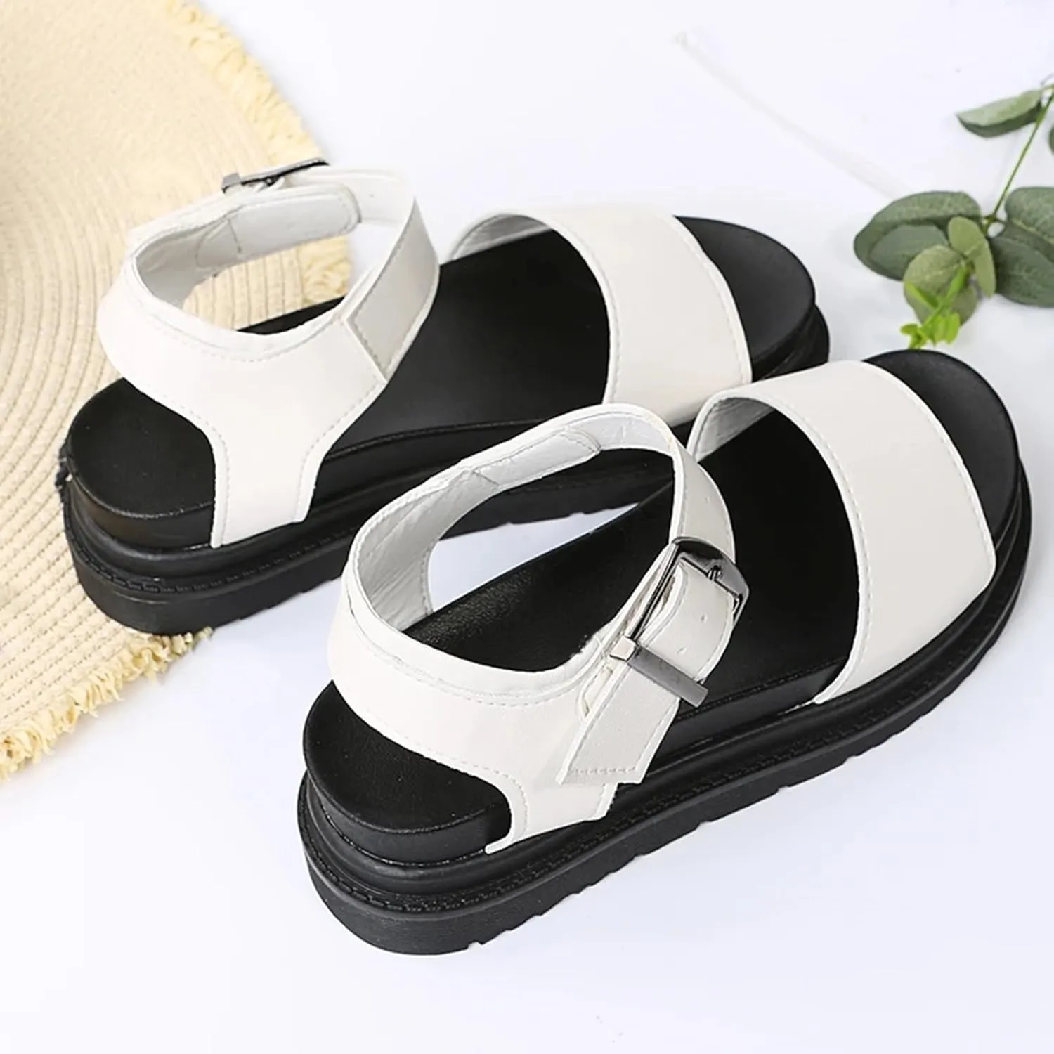 Sandals For Women Open Toes Teen Slippers For Girls Beach Sandal Platform Flats Adjustable Buckle Soft School Shoes