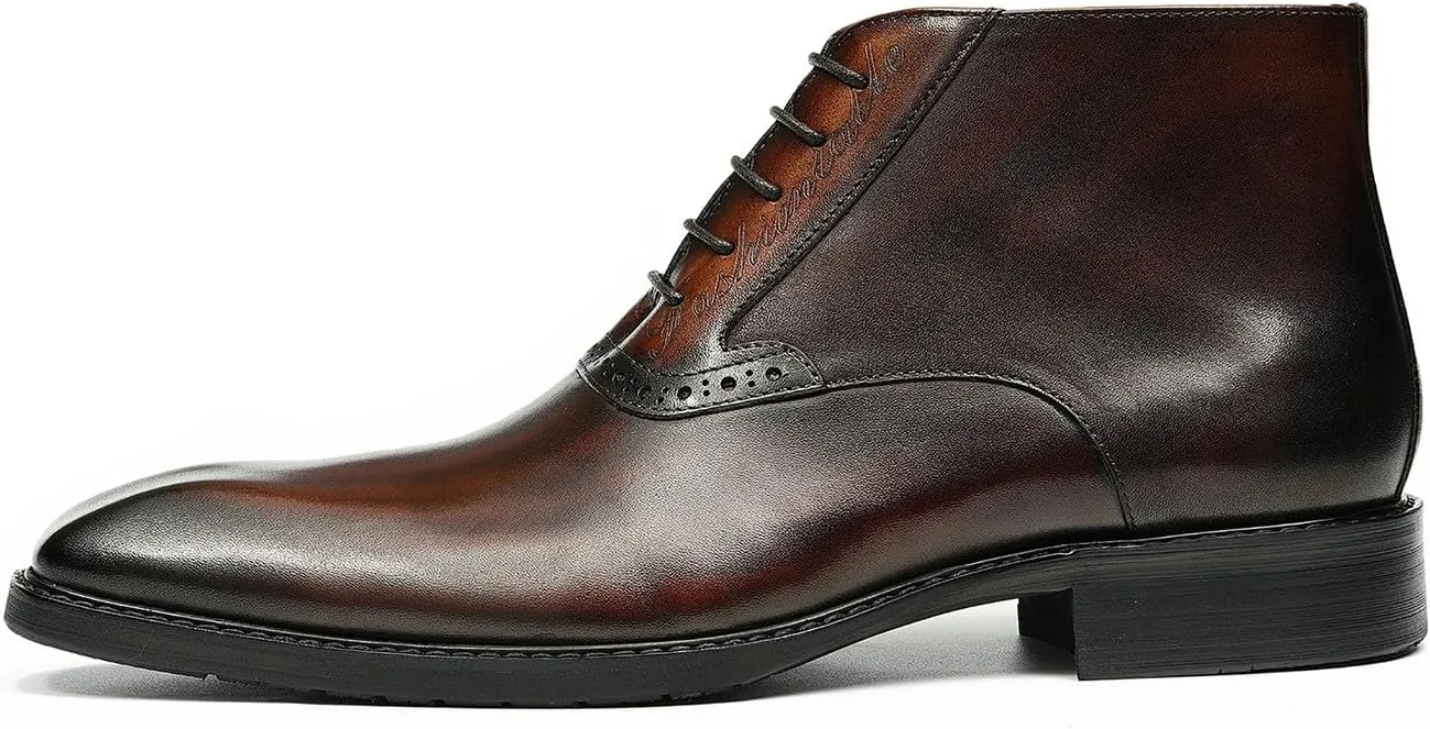 Santimon Chelsea Boots Men Black Dress Formal Brogues Boots Leather Oxfords Boots Fashion Comfort Casual Zipper Ankle Boots
