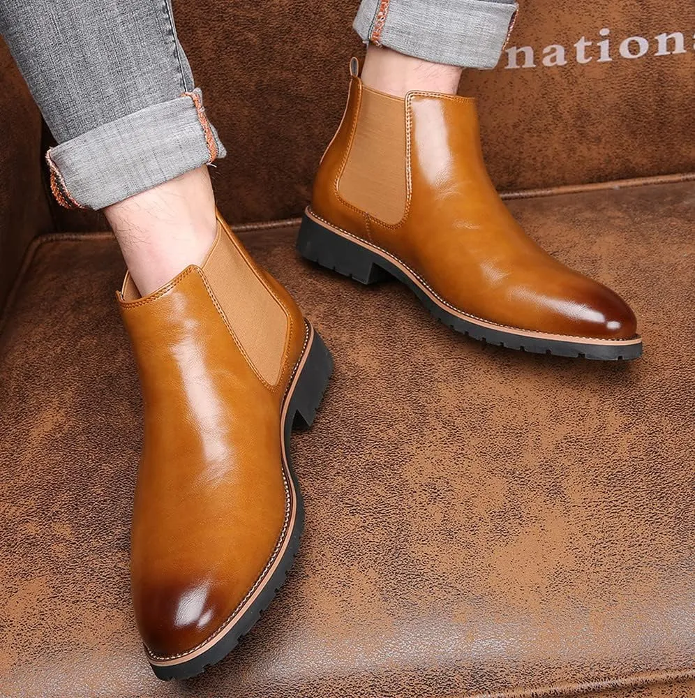 Santimon Mens Chelsea Boot Work Casual Dress Slip-On Comfort Fashion Leather Suede Classic Chukka Ankle Boots