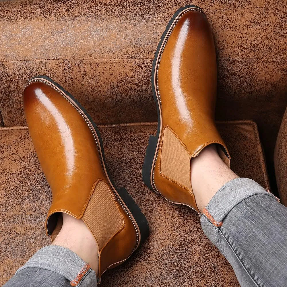 Santimon Mens Chelsea Boot Work Casual Dress Slip-On Comfort Fashion Leather Suede Classic Chukka Ankle Boots