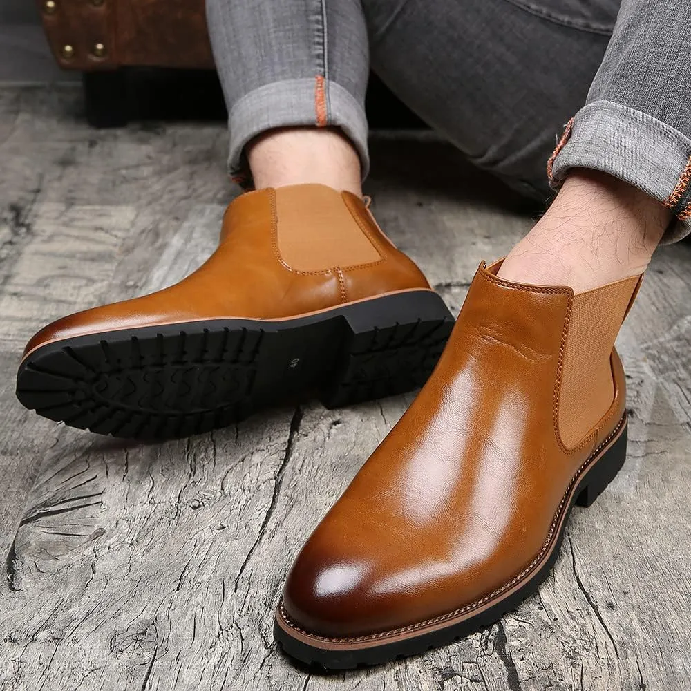 Santimon Mens Chelsea Boot Work Casual Dress Slip-On Comfort Fashion Leather Suede Classic Chukka Ankle Boots