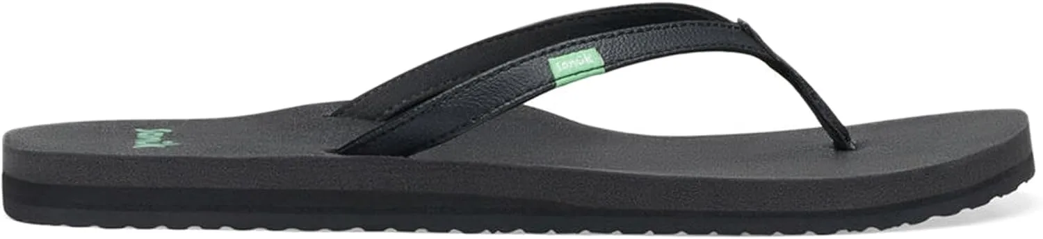 Sanuk Women's Yoga Joy Core | Flip Flops for Women | Yoga Sandals For Women | Memory Foam Footbed | Thin Strap, Black, 6