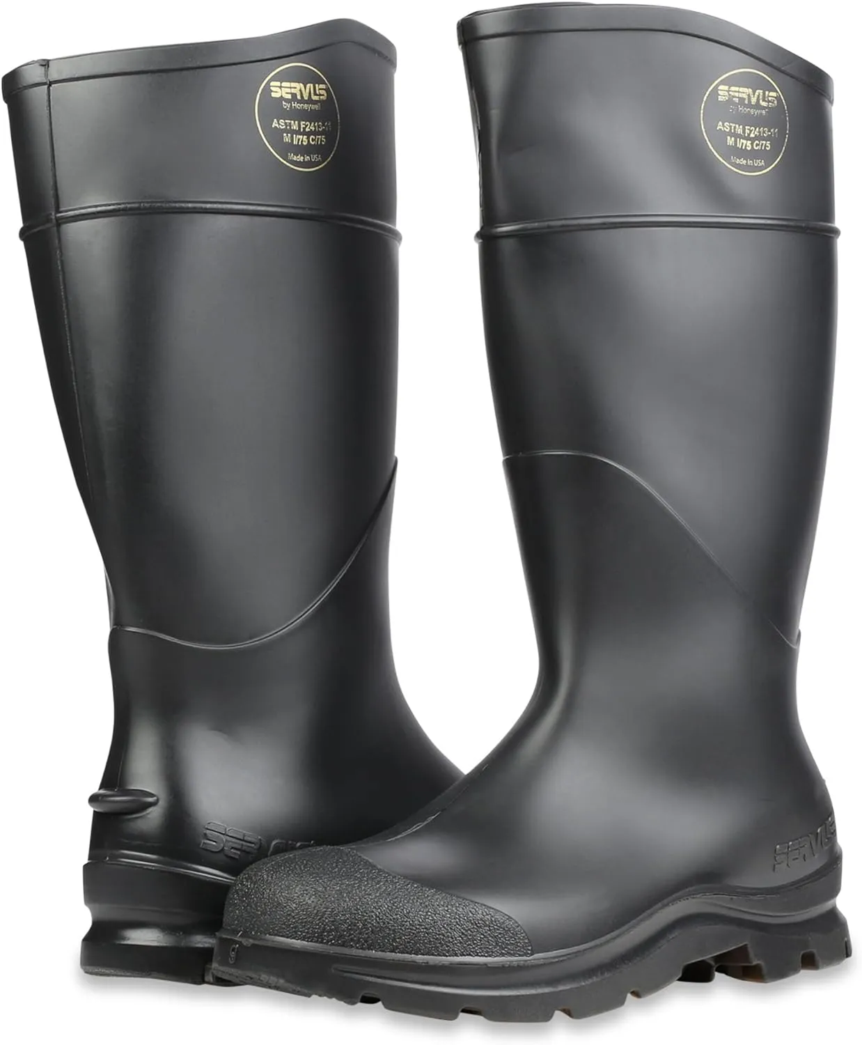 Servus Comfort Technology 14" PVC Steel Toe Men's Work Boots, Black - Steel Toe, 14