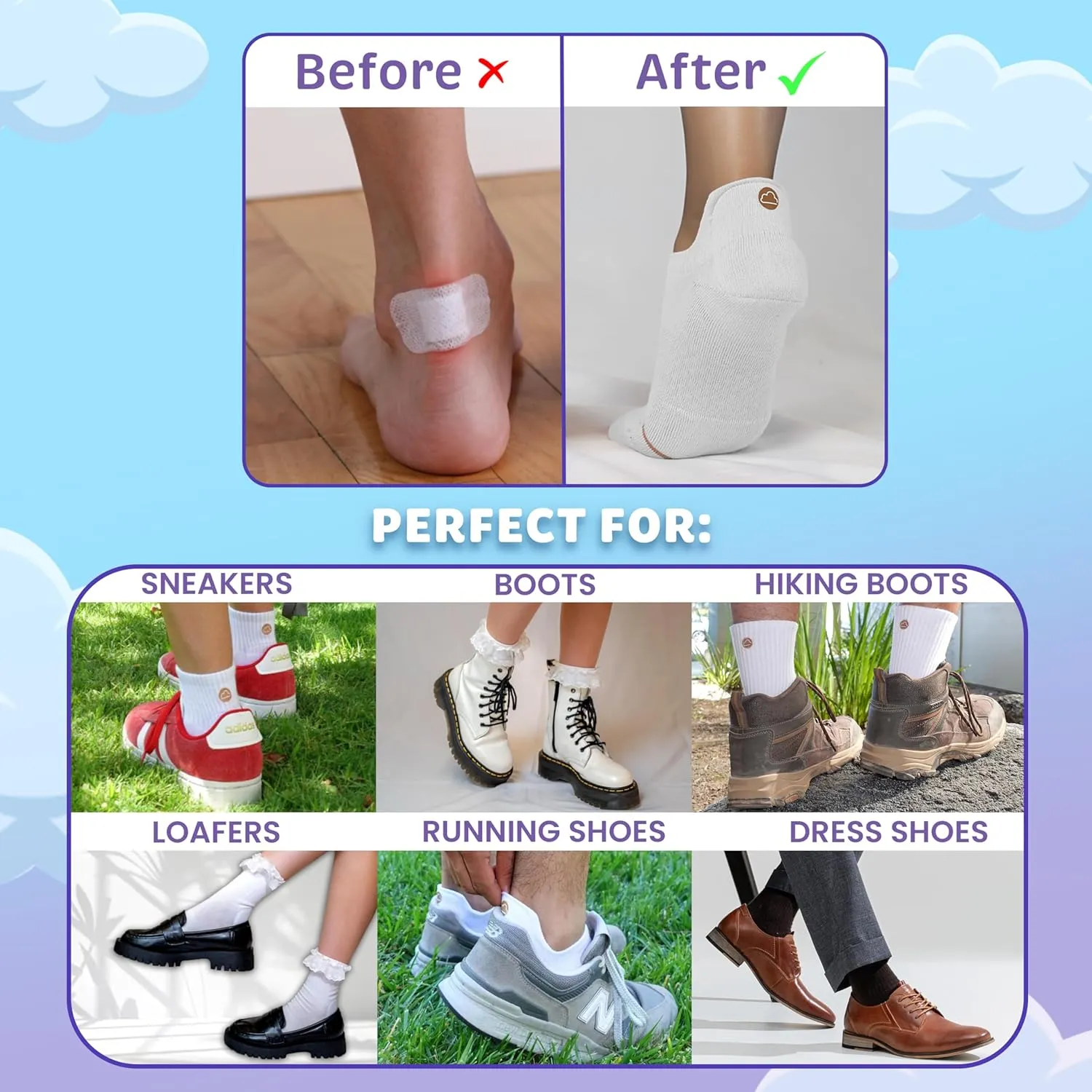 SHEZZA Anti-Blister Cushion Heel Padded Ankle Sock-Breathable,Comfortable-seen on TikTok