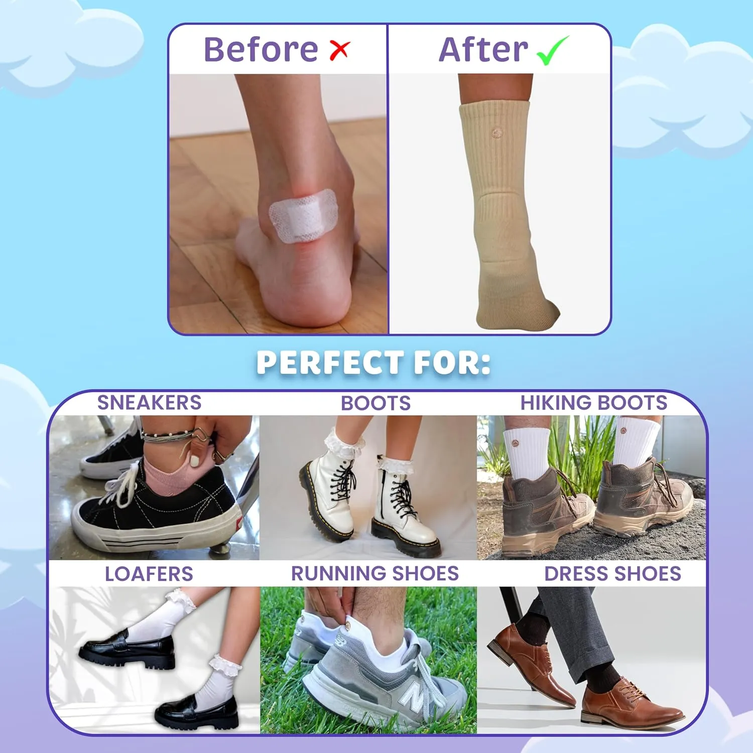 SHEZZA Anti-Blister Cushion Heel Padded Crew Sock-Breathable,Comfortable-seen on TikTok