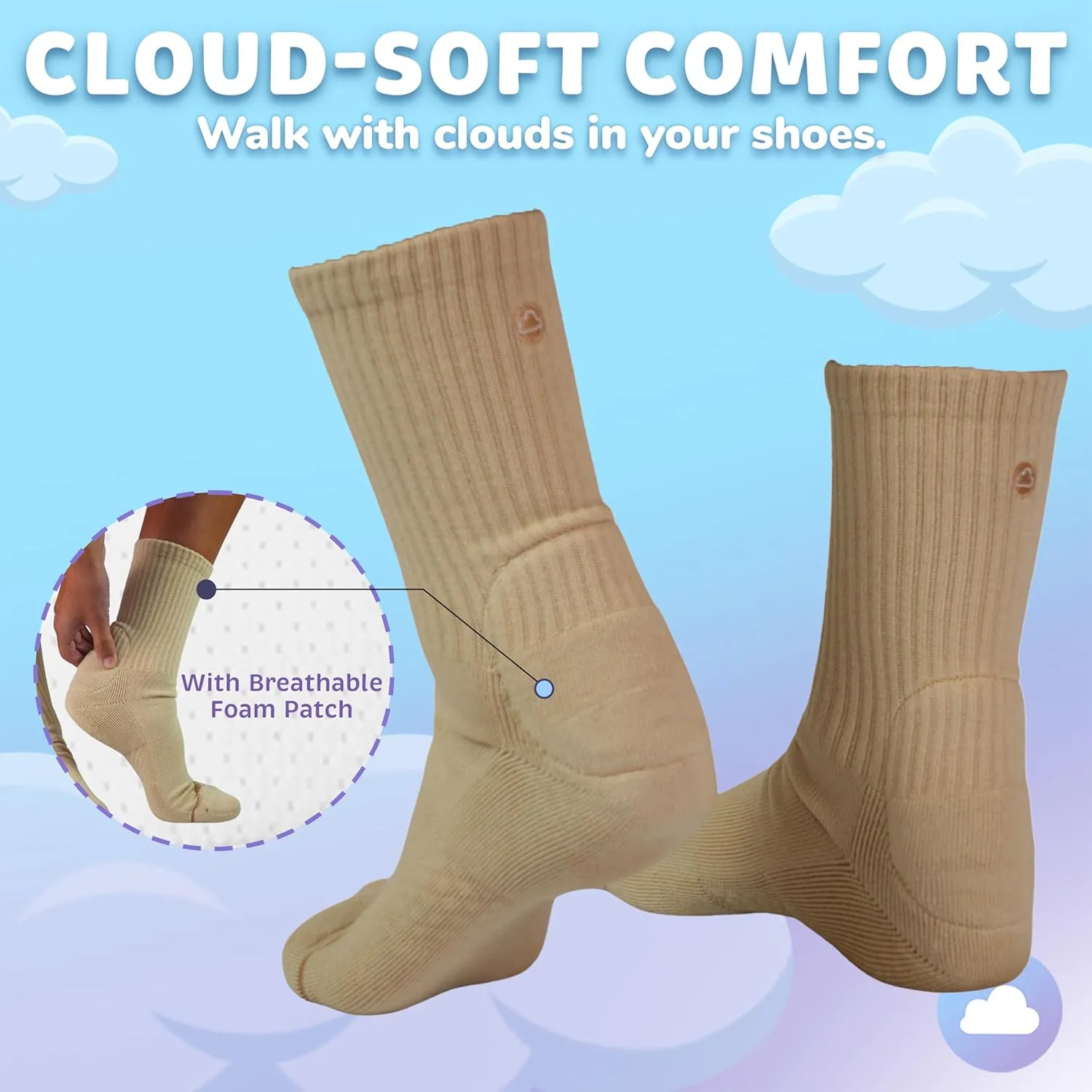 SHEZZA Anti-Blister Cushion Heel Padded Crew Sock-Breathable,Comfortable-seen on TikTok
