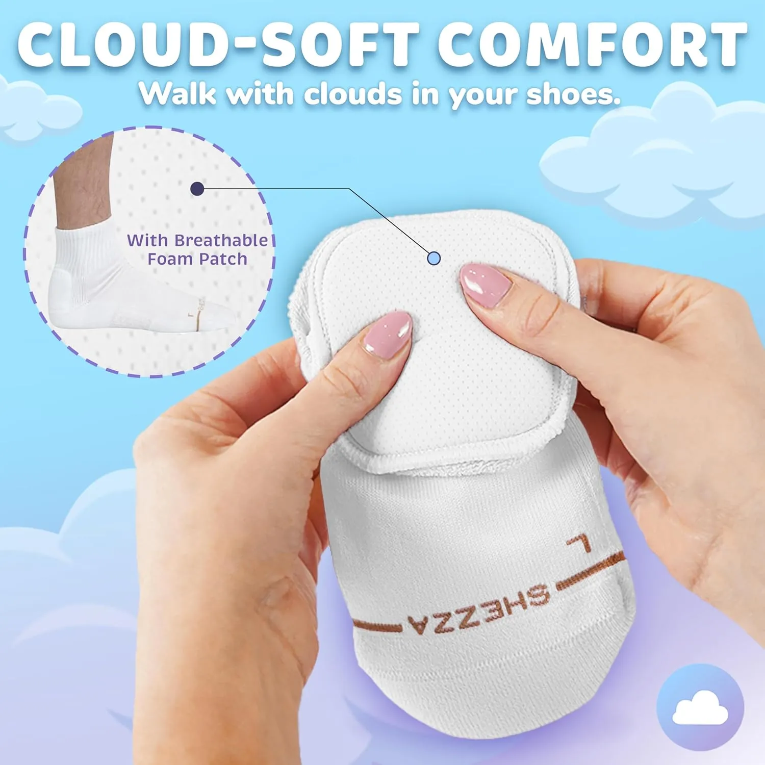SHEZZA Anti-Blister Cushion Heel Padded Quarter Sock-Breathable,Comfortable-seen on TikTok