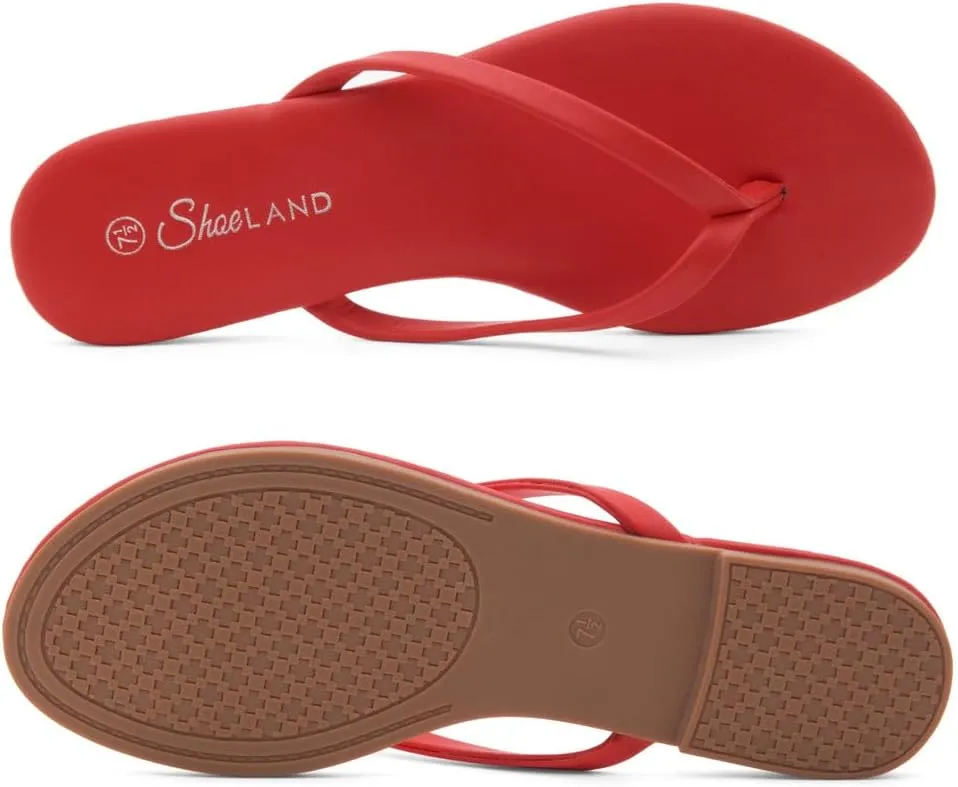 Shoe Land Flip Flops for Women 2025 - Memory Foam Slides & Flat Sandals | Ultra-Comfortable Thong Lightweight Summer Shoes for Beach, Pool & Dressy Outfits