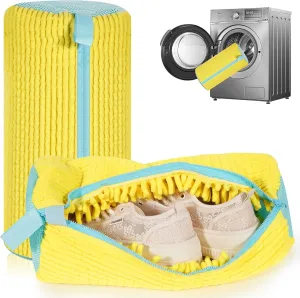 Shoe Washing Machine Bag, Invisible Zipper Side Opening Shoe Laundry Bags for Washer and Dryer, Sneaker Washing bags, 2 Pack Reusable Shoe Cleaning Bag for All Shoe Sizes