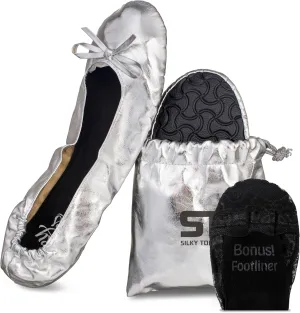 Silky Toes Foldable Flats for Women Purse Ballet Shoes Ballerina Slippers