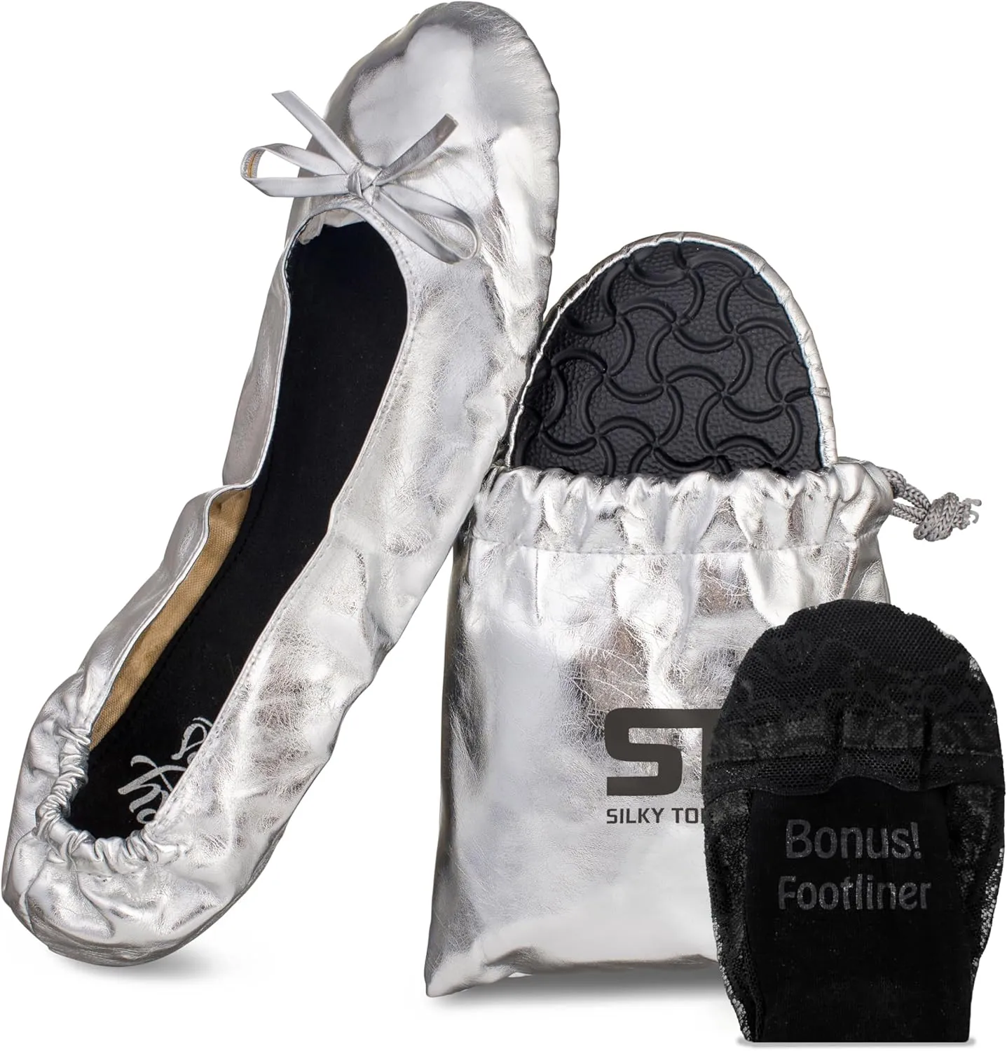 Silky Toes Foldable Flats for Women Purse Ballet Shoes Ballerina Slippers