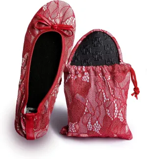Silky Toes Women’s Foldable Lace Wedding Flats Comfortable Bridal Dressy Shoes