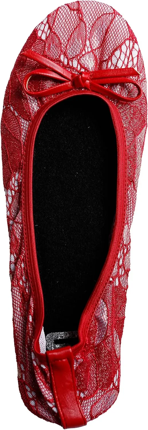 Silky Toes Women’s Foldable Lace Wedding Flats Comfortable Bridal Dressy Shoes