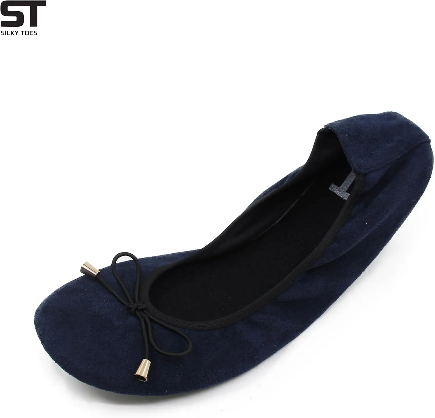 Silky Toes Women’s Velvet Foldable Ballet Flats Slip On Travel Purse Shoes with Carrying Pouch