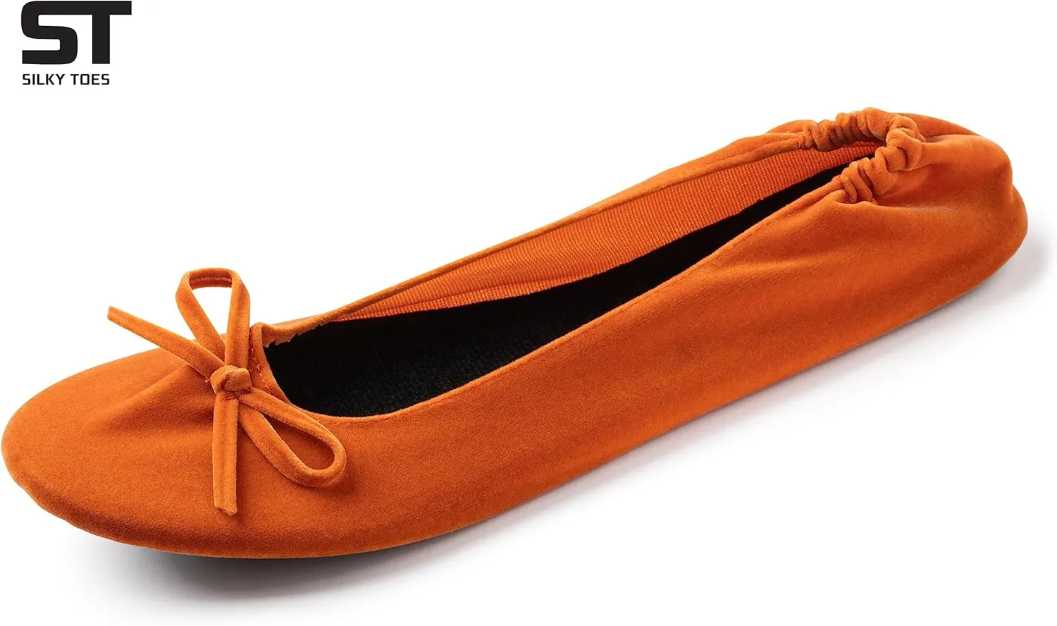 Silky Toes Women’s Velvet Foldable Ballet Flats Slip On Travel Purse Shoes with Carrying Pouch