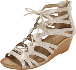 SOLPNOW Women'S Open Toe Wedge Gladiator Sandals,Lace-Up Back Zip Roman Sandals,Orthopedic Arch Support Adjustable Summer Sandals