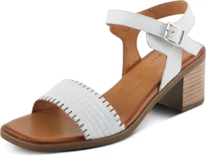 Spring Step NIFONA Women's Embossed Leather Sandals with Cushioned Footbed and Stacked Heel