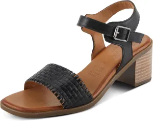 Spring Step NIFONA Women's Embossed Leather Sandals with Cushioned Footbed and Stacked Heel
