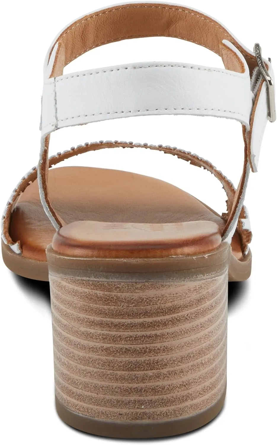 Spring Step NIFONA Women's Embossed Leather Sandals with Cushioned Footbed and Stacked Heel
