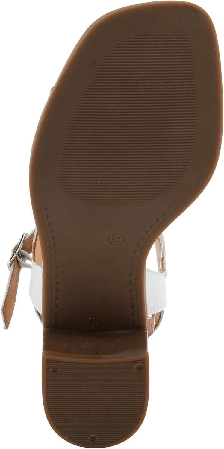 Spring Step NIFONA Women's Embossed Leather Sandals with Cushioned Footbed and Stacked Heel