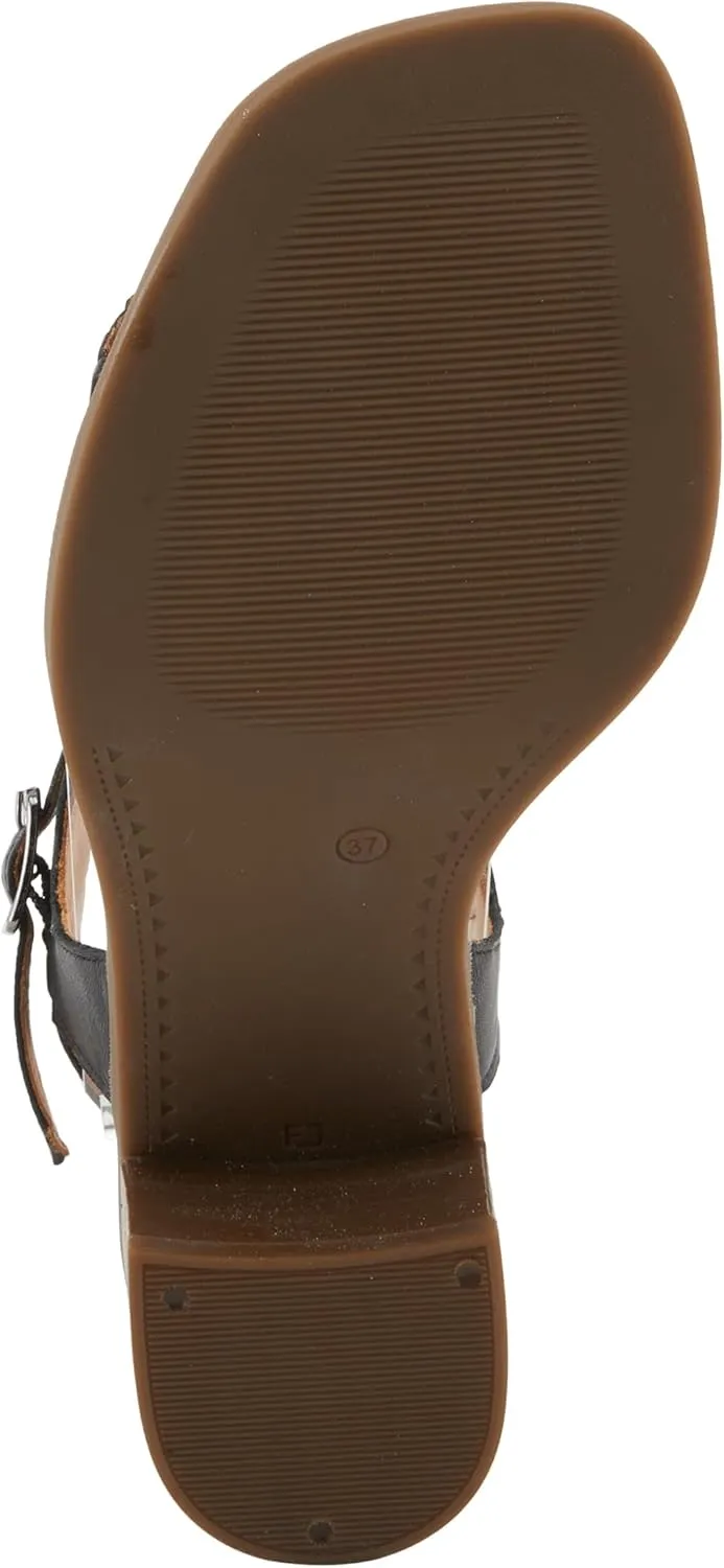 Spring Step NIFONA Women's Embossed Leather Sandals with Cushioned Footbed and Stacked Heel