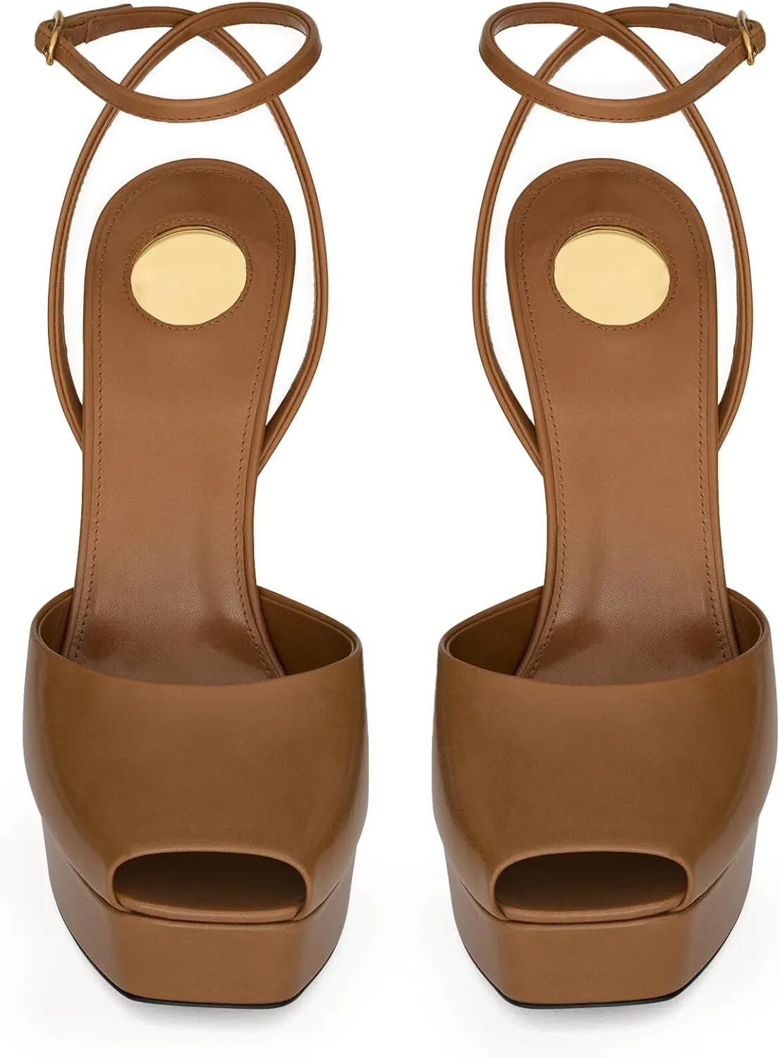 Stiletto High Heel Platform Sandals for Women Peep Square Open Toe Heeled Pumps Ankle Strap Backless Sandals Fashion Casual Dressy Party Shoes