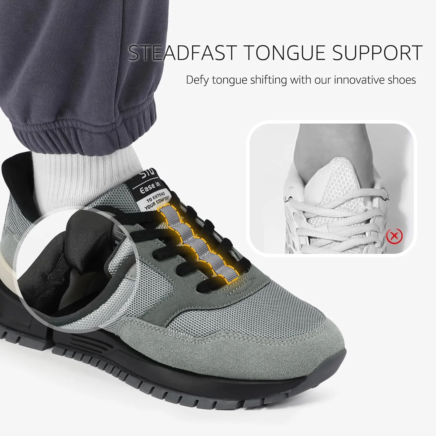 STQ Classic Sneakers for Men Lace-up Mens Walking Running Shoes Casual Tennis Shoes