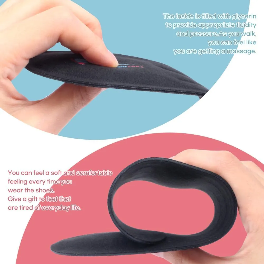 Superior Massaging Gel Shoe Inserts – Comfort & Shock-Absorbing Insoles for Foot Relief, Glycerin-Filled for Men & Women (8.5 US Women's (M Size))