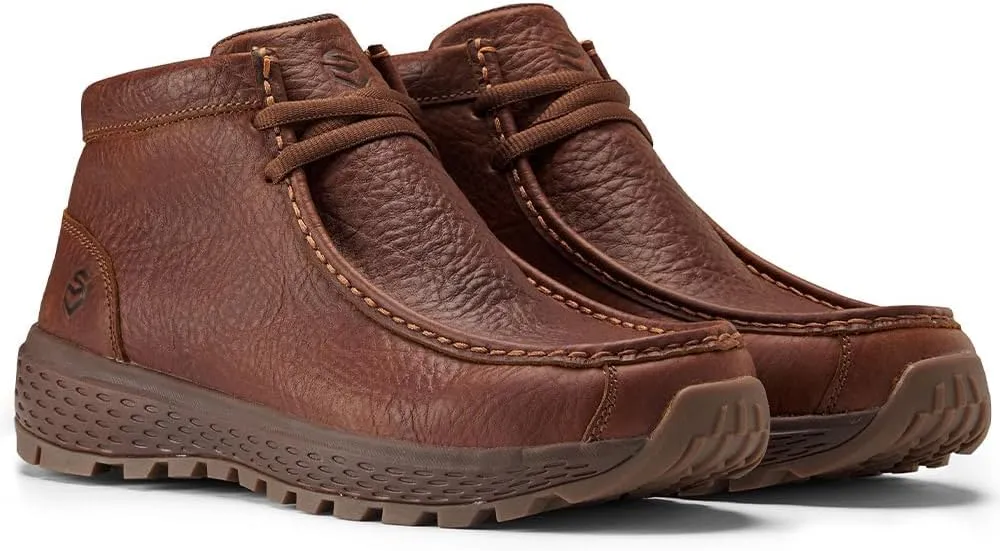SUREWAY Men's Chukka Boots,Fashion and Comfort Driving Shoes, Leather Moc Toe Work Boots