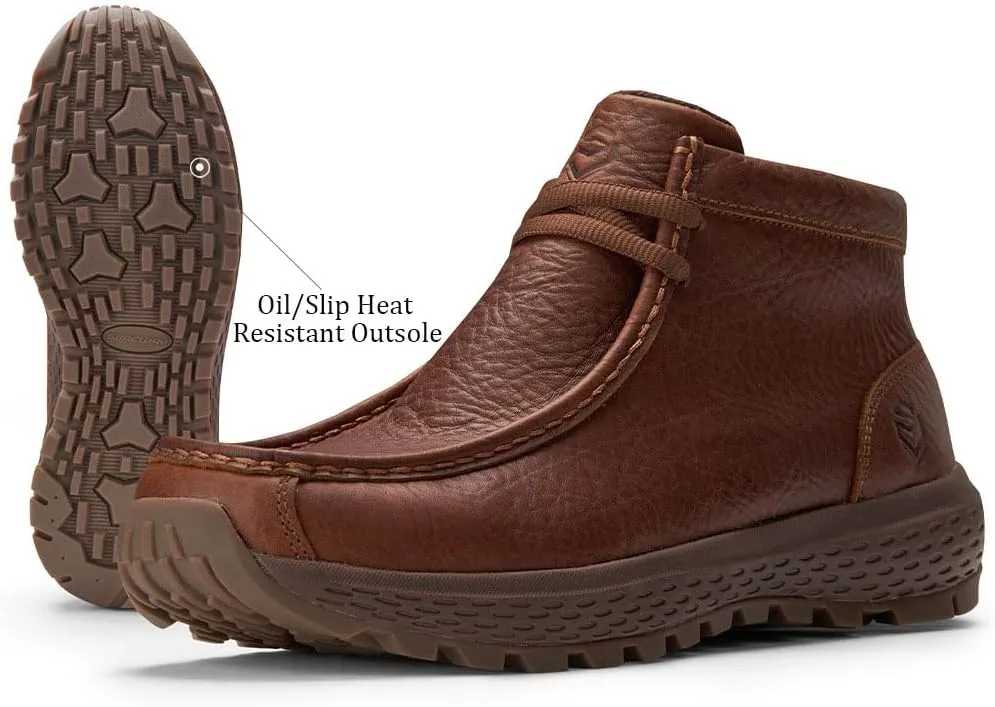 SUREWAY Men's Chukka Boots,Fashion and Comfort Driving Shoes, Leather Moc Toe Work Boots
