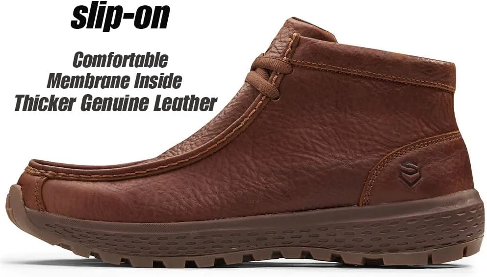 SUREWAY Men's Chukka Boots,Fashion and Comfort Driving Shoes, Leather Moc Toe Work Boots