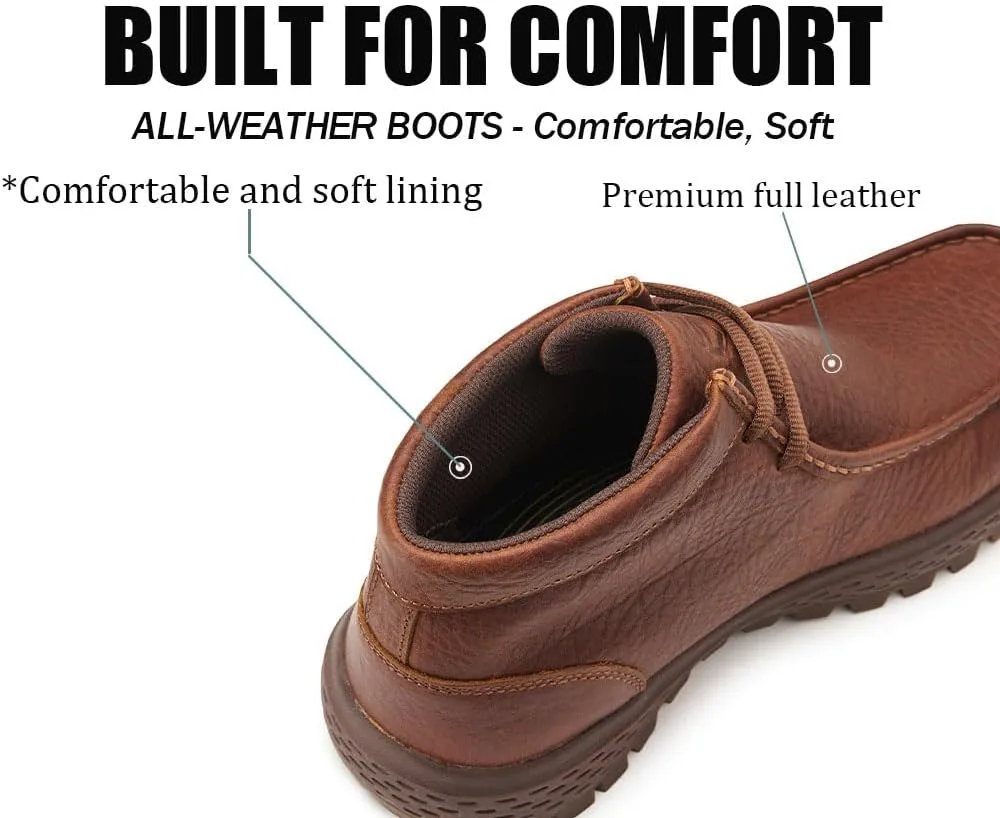 SUREWAY Men's Chukka Boots,Fashion and Comfort Driving Shoes, Leather Moc Toe Work Boots