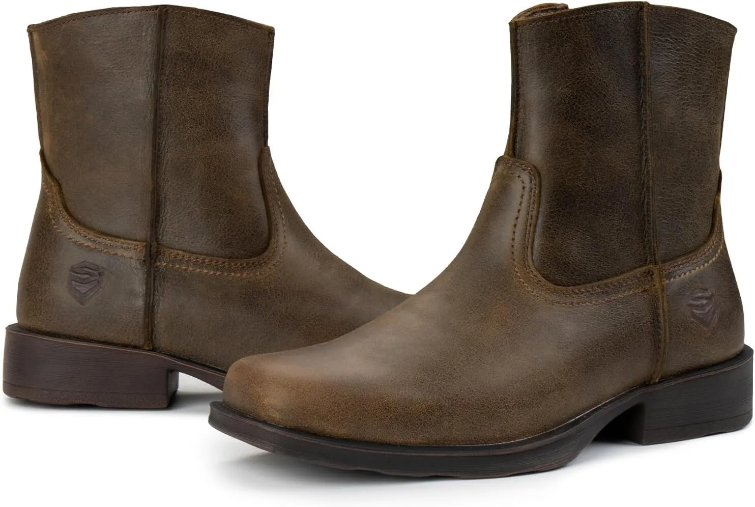 SUREWAY Mens Western Chelsea Cowboy Boots for Men Square Toe,All-Weather Rugged Slip-On Work/Casual/Dress Boots Shoes for Men,Built for Comfort & Durability