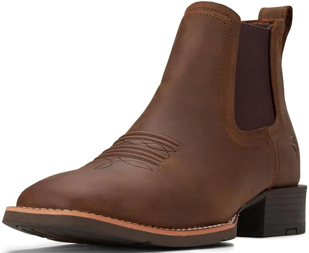 SUREWAY Western Cowboy Boots for Men,Square Toe Casual/Work/Chukka Boots, Ankle Length Classic Comfort Oxford Style Footwear