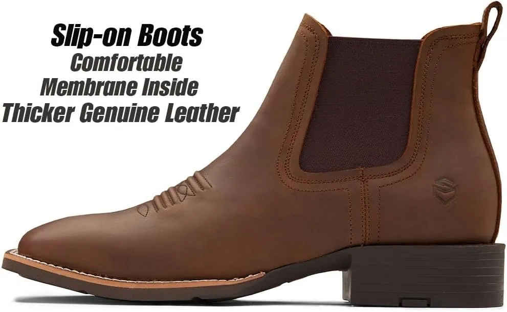 SUREWAY Western Cowboy Boots for Men,Square Toe Casual/Work/Chukka Boots, Ankle Length Classic Comfort Oxford Style Footwear