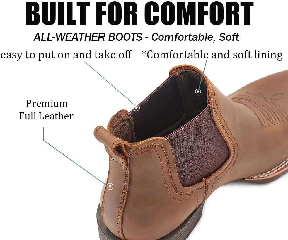 SUREWAY Western Cowboy Boots for Men,Square Toe Casual/Work/Chukka Boots, Ankle Length Classic Comfort Oxford Style Footwear