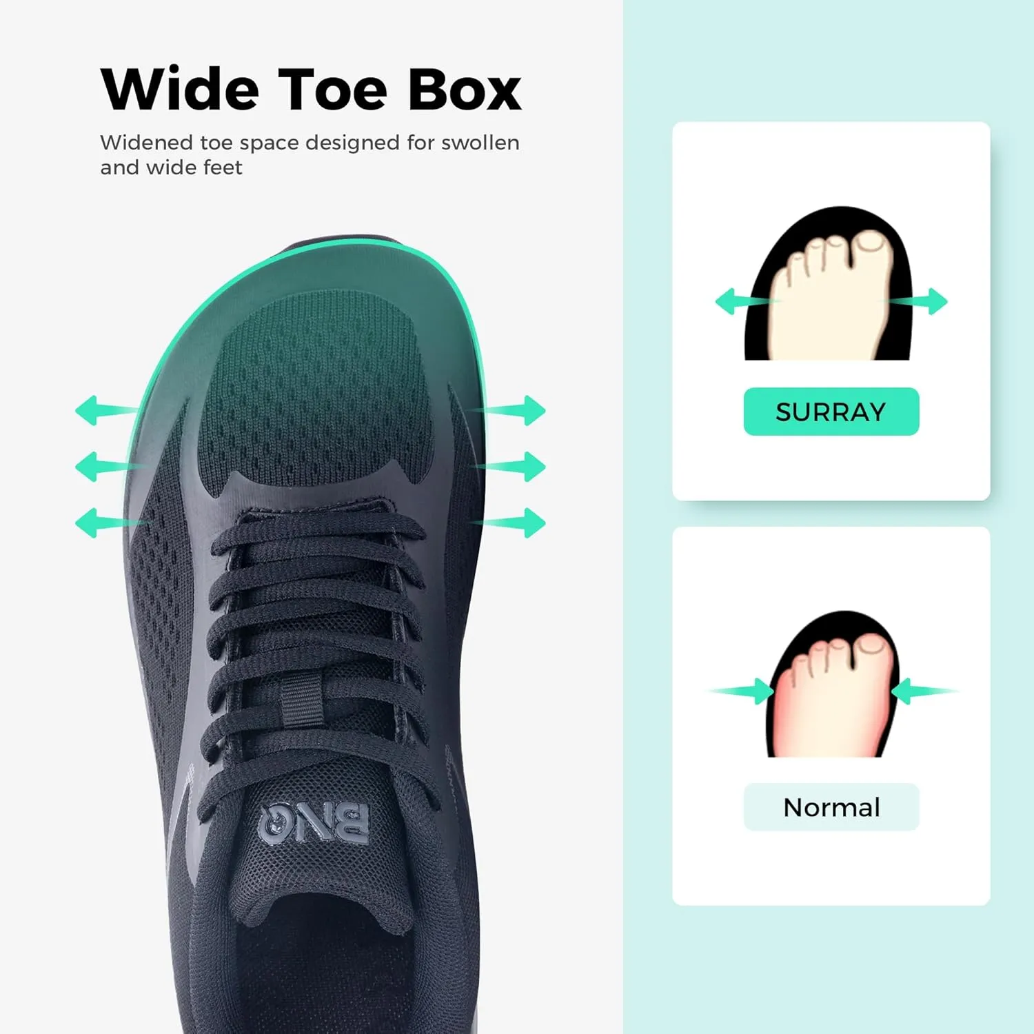 SURRAY Women Wide Toe Box Walking Shoes with Arch Support Air Tennis Running Sneakers Extra Wide Width Woman Shoe for Plantar Fasciitis Flat Foot Heel Pain Relief US Size 6-11