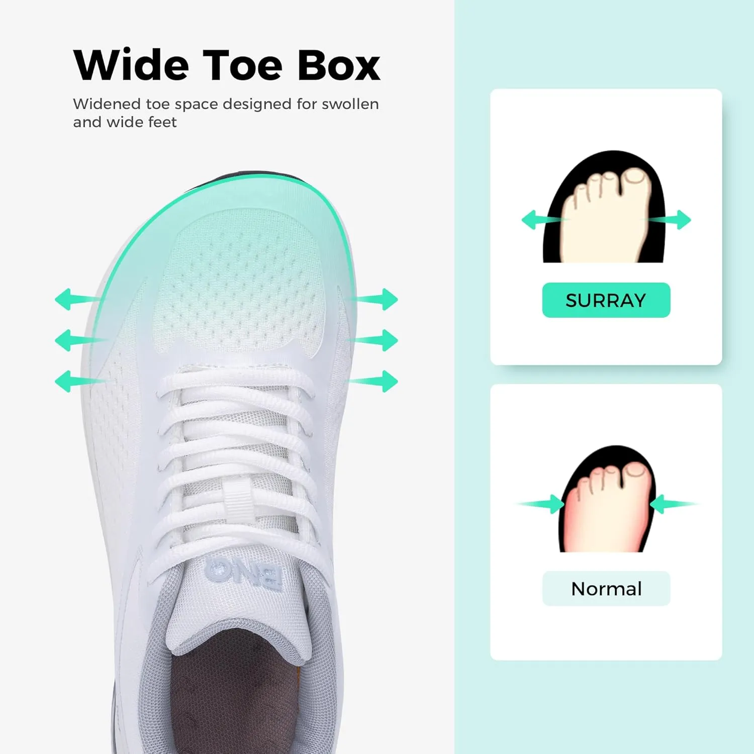 SURRAY Women Wide Toe Box Walking Shoes with Arch Support Air Tennis Running Sneakers Extra Wide Width Woman Shoe for Plantar Fasciitis Flat Foot Heel Pain Relief US Size 6-11