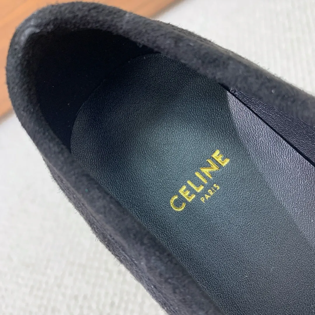 Tailored selection SUEDE Compact BLACK LUCO LOAFER FRINGES WITH IN Celine