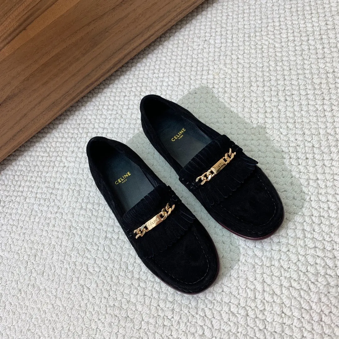 Tailored selection SUEDE Compact BLACK LUCO LOAFER FRINGES WITH IN Celine