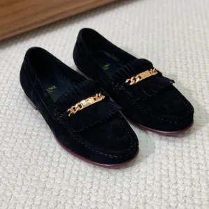 Tailored selection SUEDE Compact BLACK LUCO LOAFER FRINGES WITH IN Celine