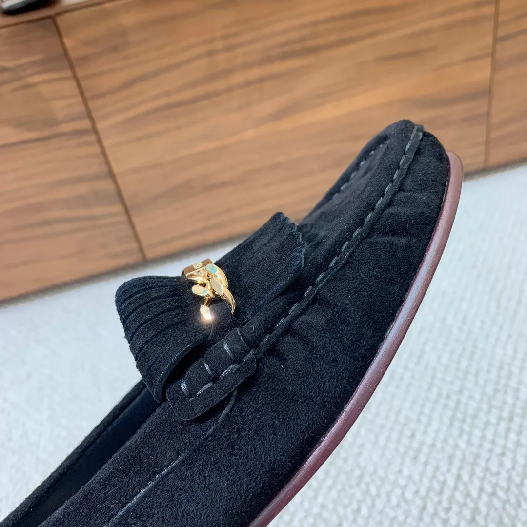 Tailored selection SUEDE Compact BLACK LUCO LOAFER FRINGES WITH IN Celine