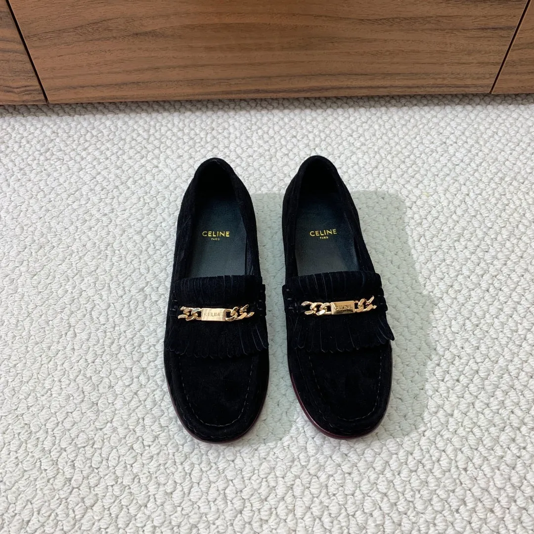 Tailored selection SUEDE Compact BLACK LUCO LOAFER FRINGES WITH IN Celine