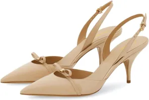Tang'scuisins Women Closed Pointed Toe Adjusatable Strap Buckle Sandals Slingback Bowknot Mid Cone Heels Fashion Club Party Wedding Shoes Size 4-16 US