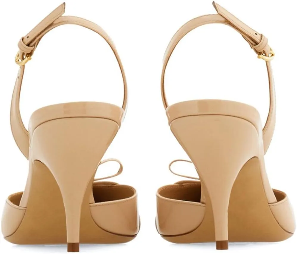 Tang'scuisins Women Closed Pointed Toe Adjusatable Strap Buckle Sandals Slingback Bowknot Mid Cone Heels Fashion Club Party Wedding Shoes Size 4-16 US