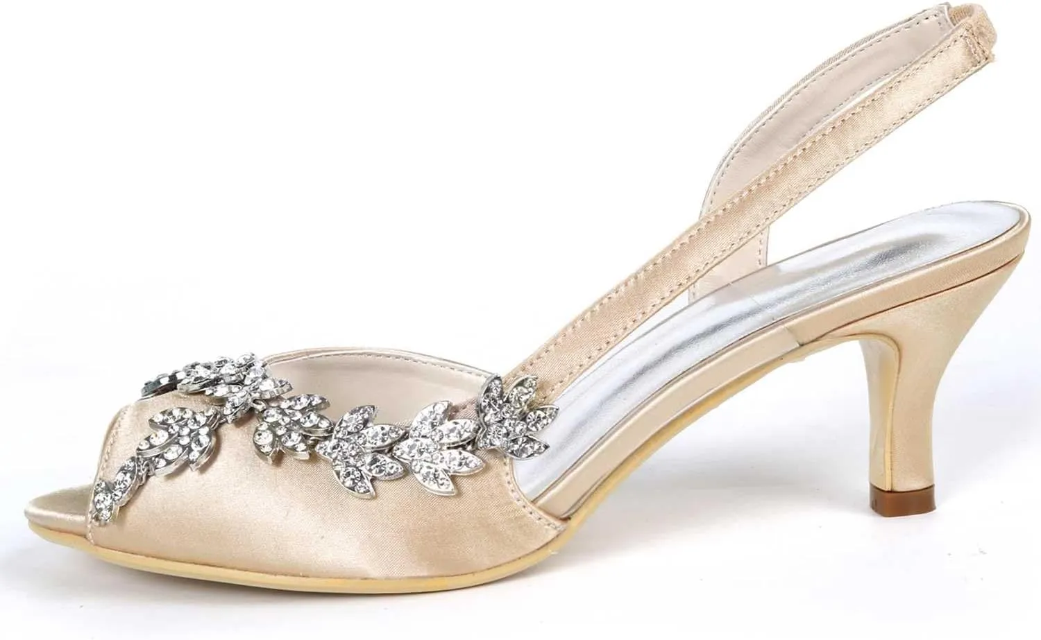 TarfiC Wedding Heels Peep Toe Wedding Shoes for Bride High Heels Slip On Rhinestones Bridal Shoes Satin Evening Party Prom Dress Shoes Pumps