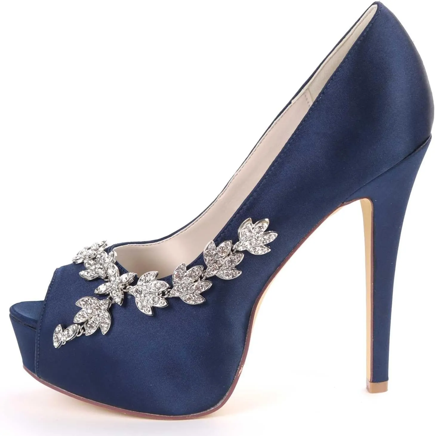 TarfiC Wedding Shoes for Bride High Heel Platform Bridal Shoes Rhinestones Wedding Heels for Women Pumps Satin Evening Party Prom Dress Shoes