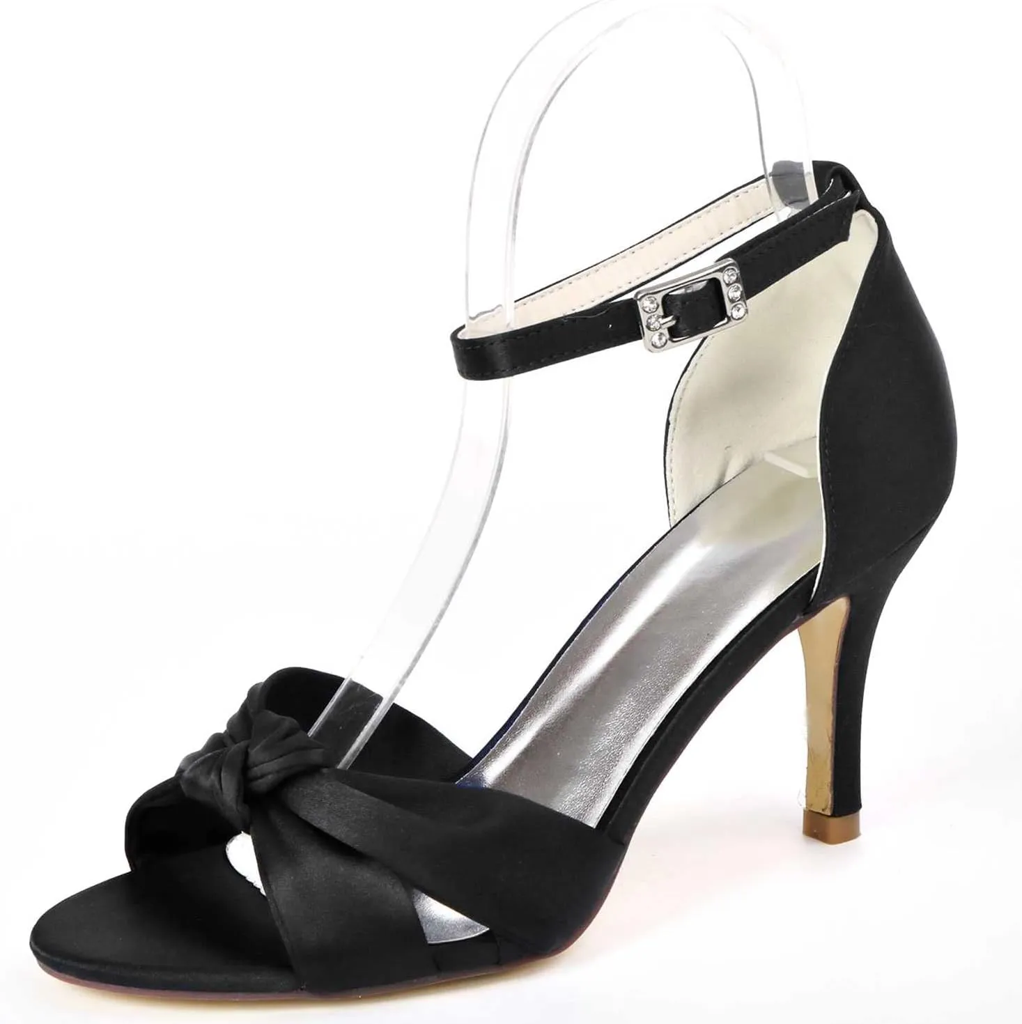 TarfiC Women's Open Toe Kitten Heels with Ankle Strap Low Heel Dress Shoes, 2.36" Buckle Detail, Ideal for Weddings, Proms, & Bridal Events