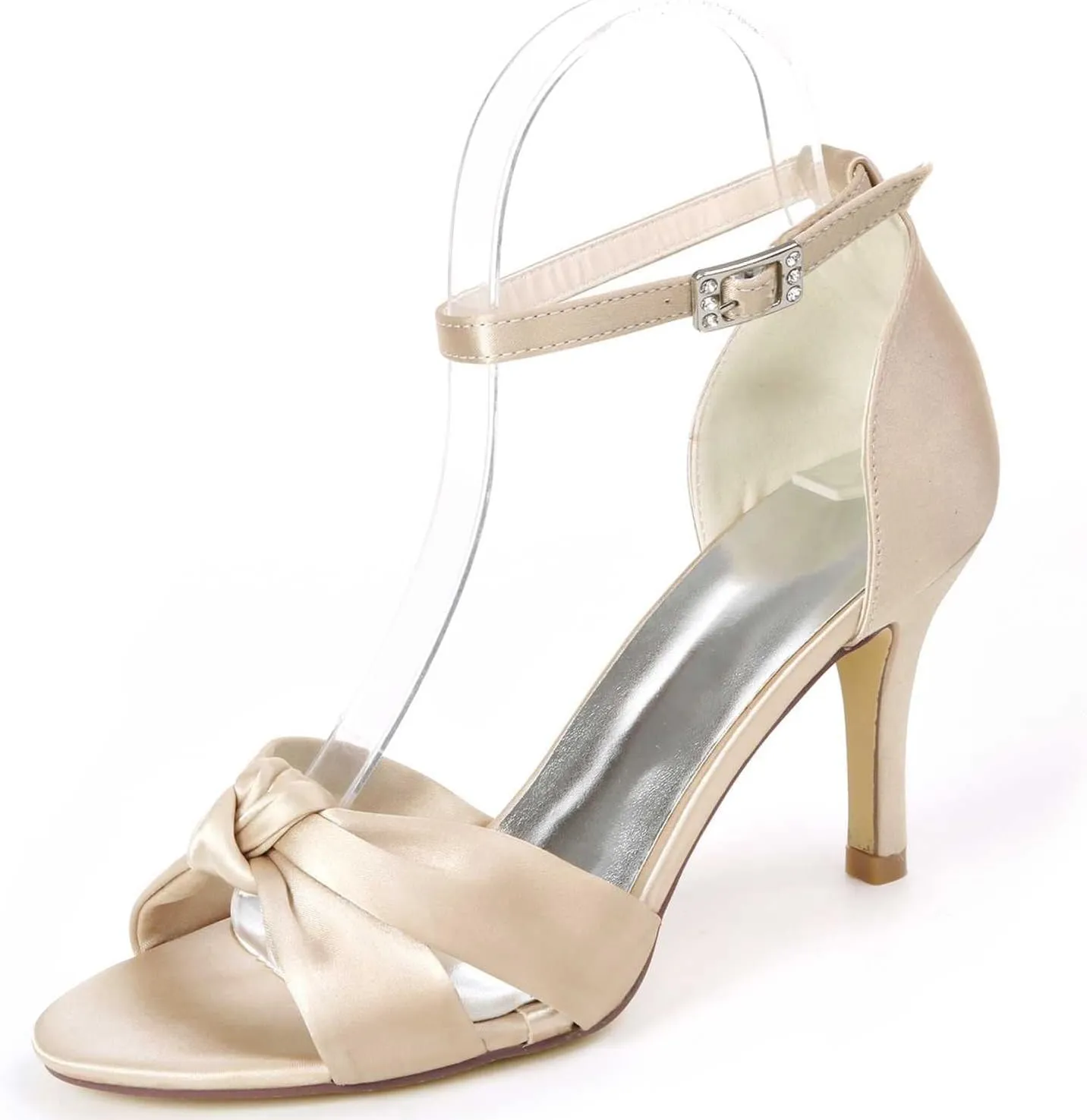 TarfiC Women's Open Toe Kitten Heels with Ankle Strap Low Heel Dress Shoes, 2.36" Buckle Detail, Ideal for Weddings, Proms, & Bridal Events
